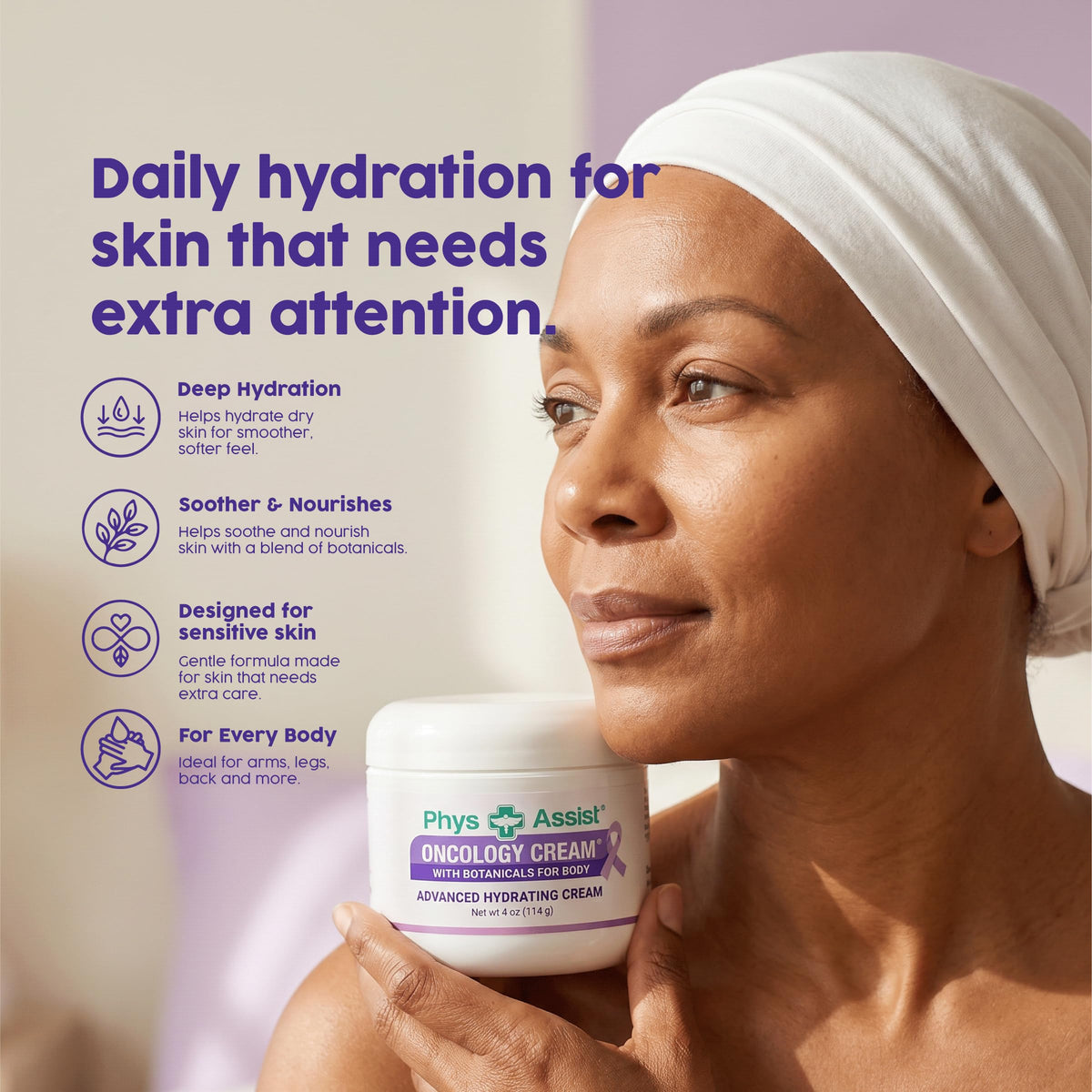 PhysAssist cream absorption skin closeup showing moisturized, soothed surface