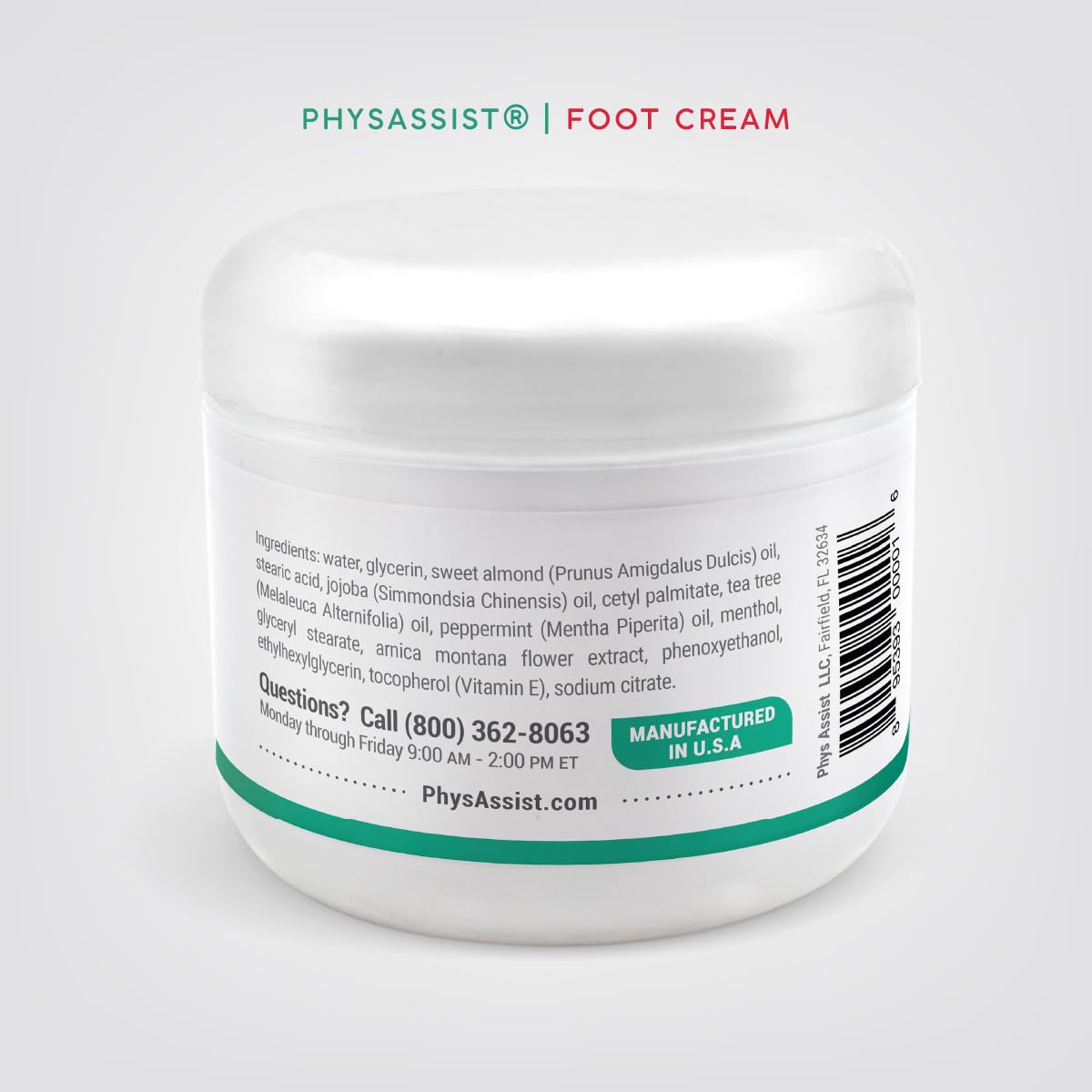 PhysAssist open jar texture showing smooth cream for quick absorption