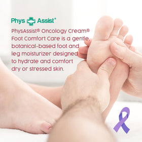 PhysAssist being applied to feet illustrating calming cooling sensation