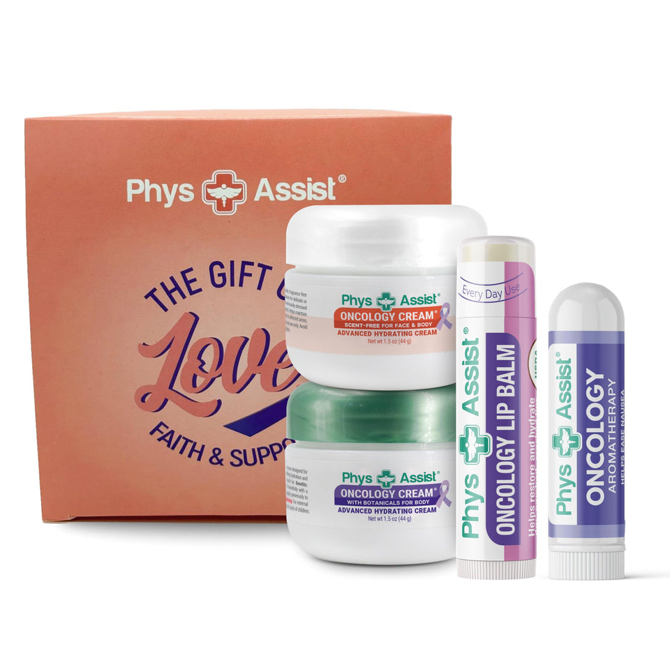 PhysAssist front packaging of comfort kit, communicates thoughtful gift and support
