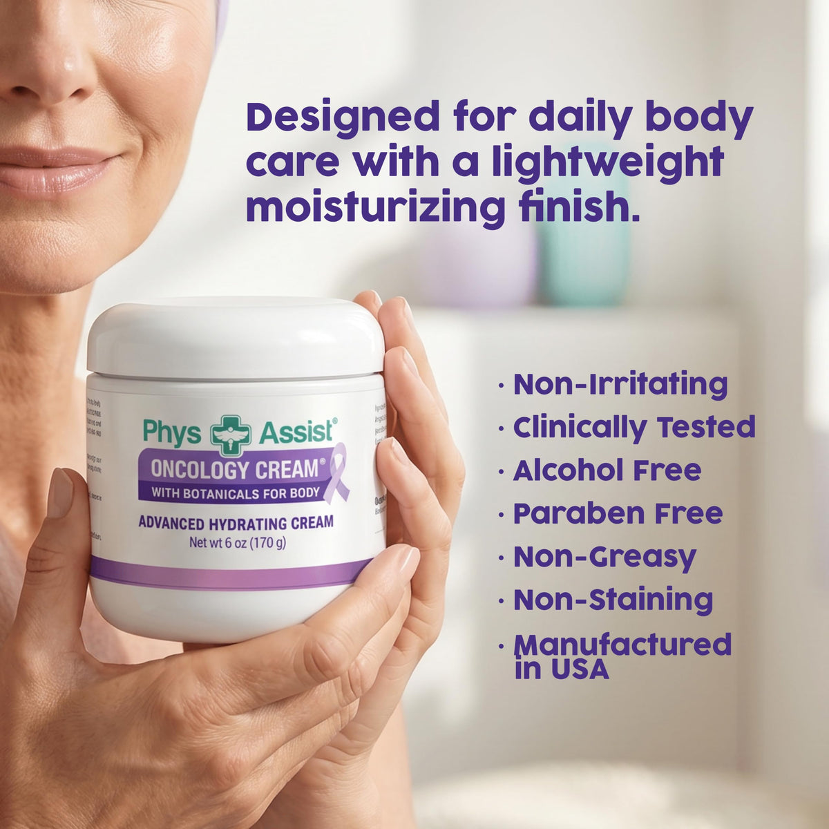 PhysAssist pump and open jar detail showing easy dispensing and creamy texture