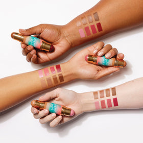 Physicians Formula lip demonstration showing Beachy Pink tint and comfortable wear
