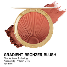 Physicians Formula model applying blush demonstrating quick sun-kissed effect