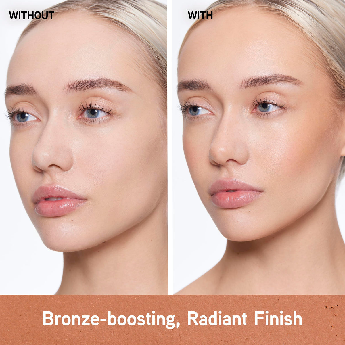 Physicians Formula bronzer blended on cheek highlighting natural warmth
