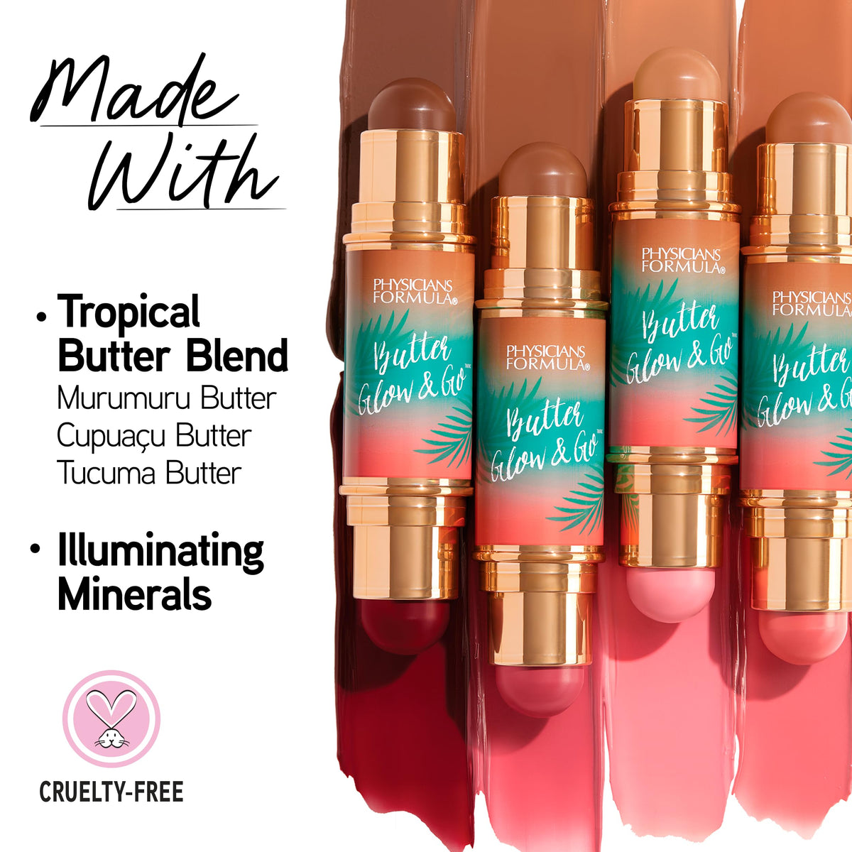 Physicians Formula dual-ended stick open displaying velvet pigment and glowy end, easy on-the-go use