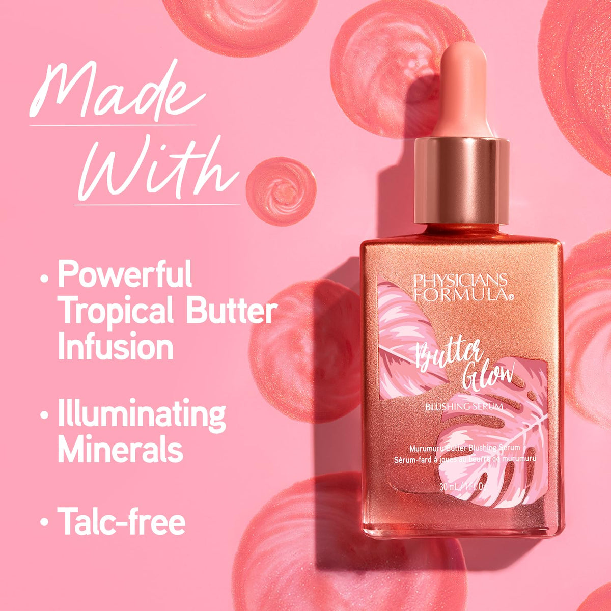 Physicians Formula on model cheeks showing natural dewy rosy glow