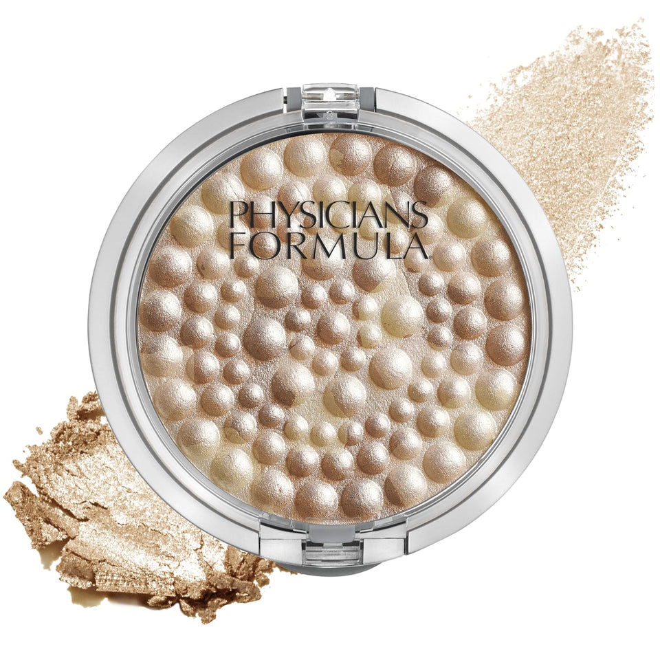 Physicians Formula compact front view showing Light Bronze Pearl shade and portable design benefit