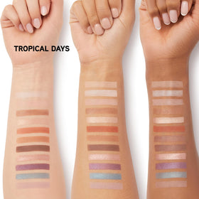 Physicians Formula arm swatches of several Tropical Days shades demonstrating payoff
