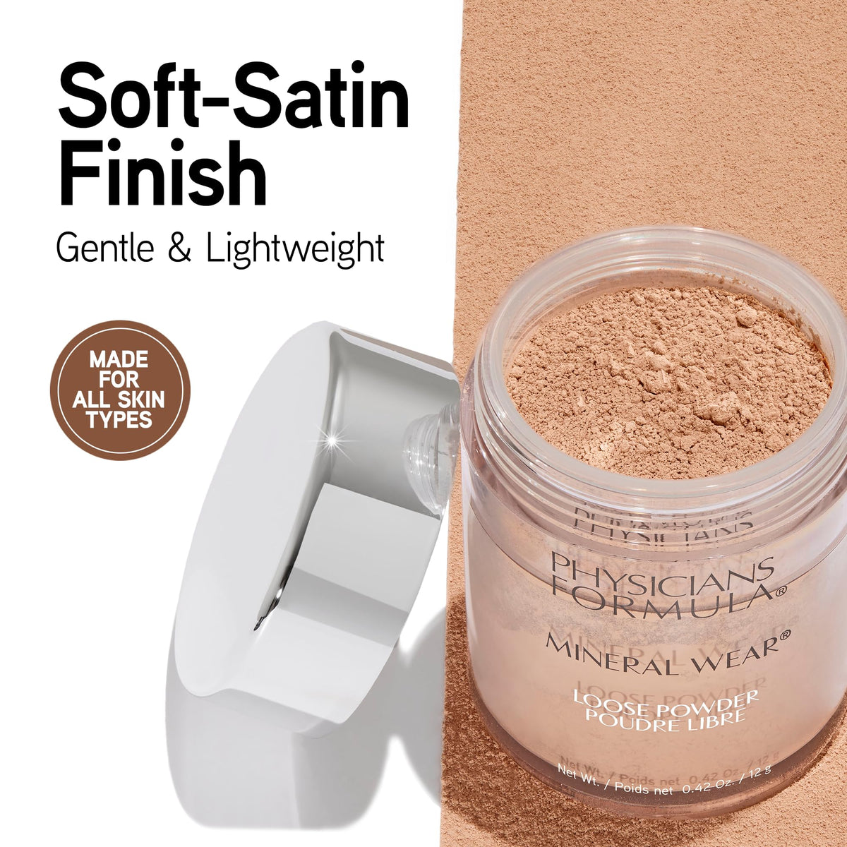 Physicians Formula powder texture closeup showing fine minerals for smooth finish