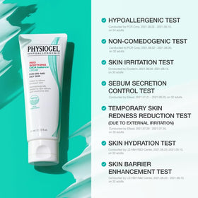 PHYSIOGEL label close-up highlighting key ingredients and gentle formula