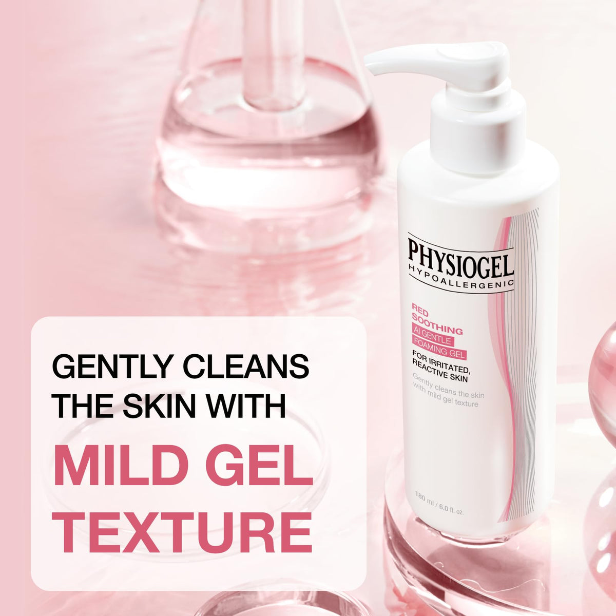 Physiogel foam texture closeup demonstrating soft foam and gentle cleansing action