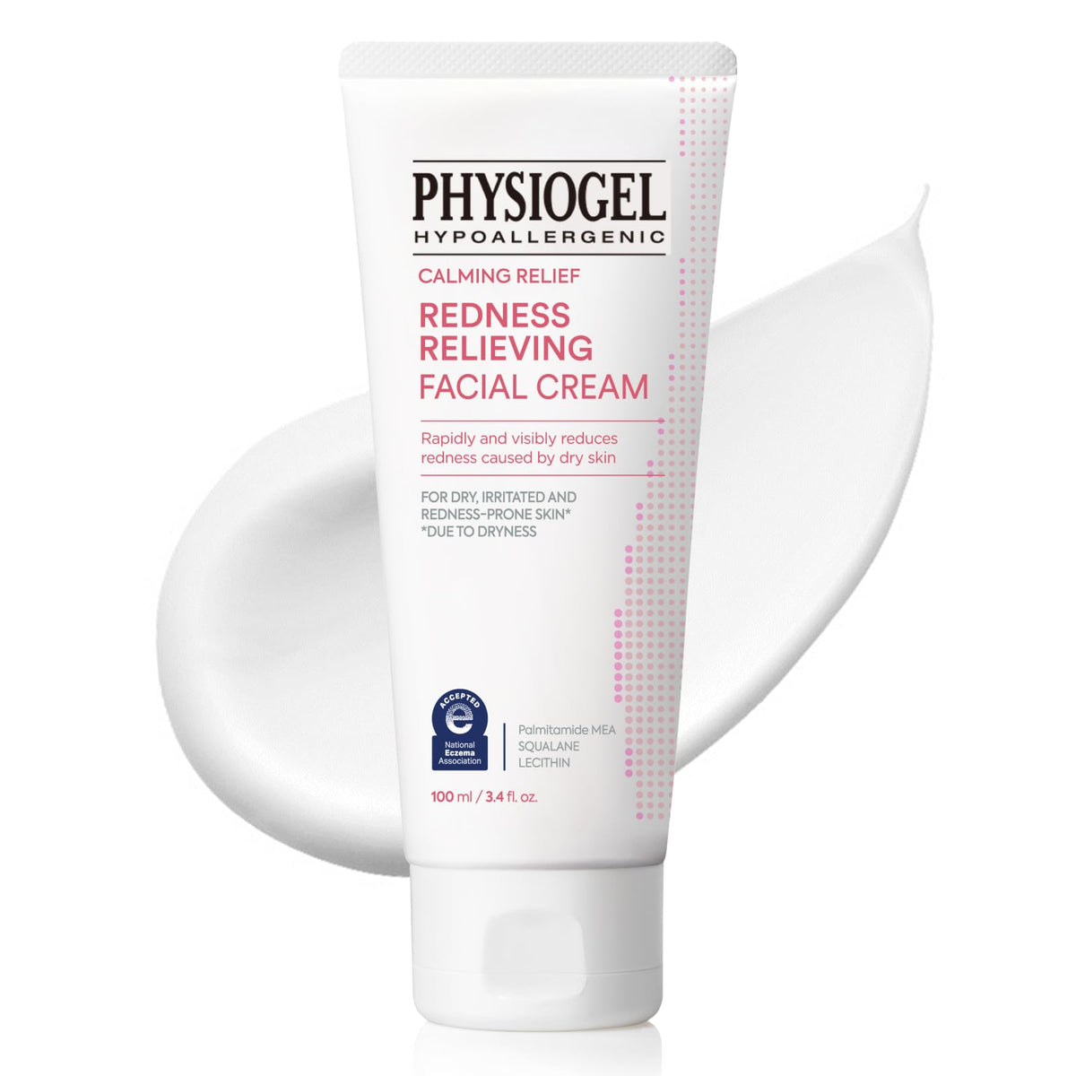 PHYSIOGEL front packaging of calming relief cream showing product name and size, promotes quick redness relief
