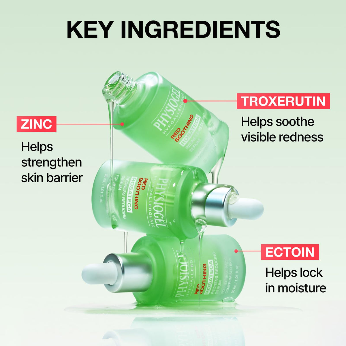 PHYSIOGEL bottle positioned beside moisturizer to show layering use