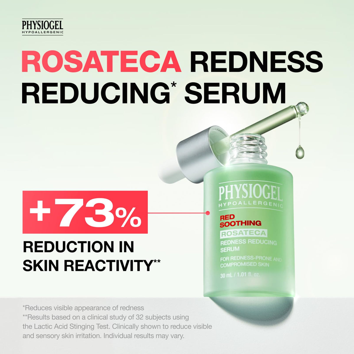 PHYSIOGEL dropper dispensing serum highlighting precise application