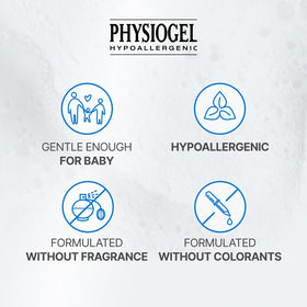 PHYSIOGEL bottle held to show 5.07 fl oz size and travel suitability