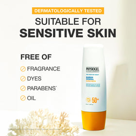 PHYSIOGEL applied to cheek illustrating smooth non-greasy finish