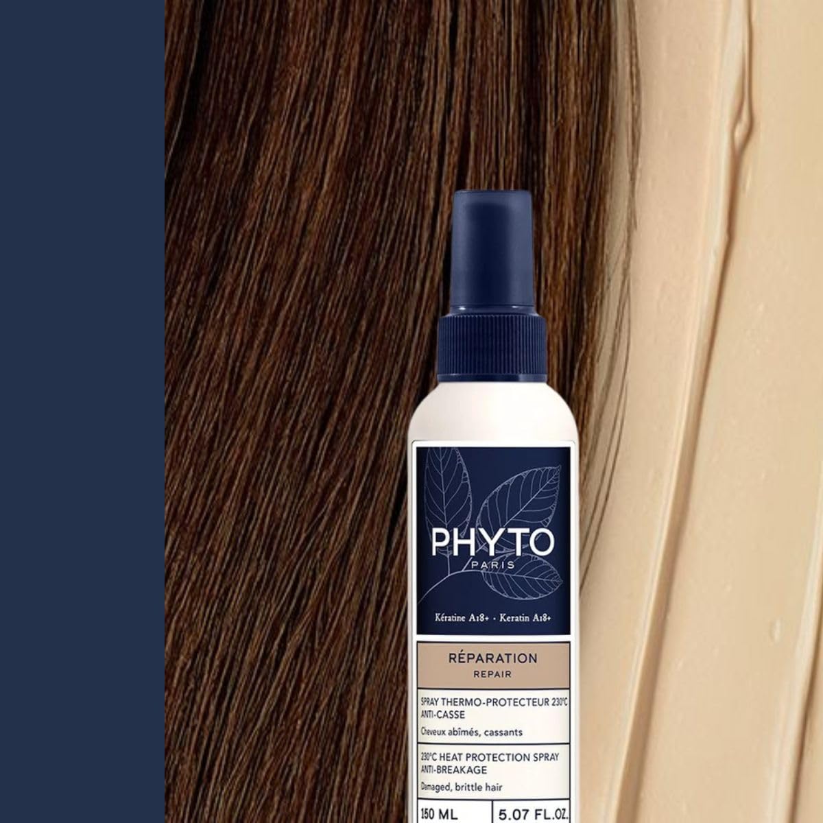PHYTO in-use with blow-dryer demonstrating heat protection during styling