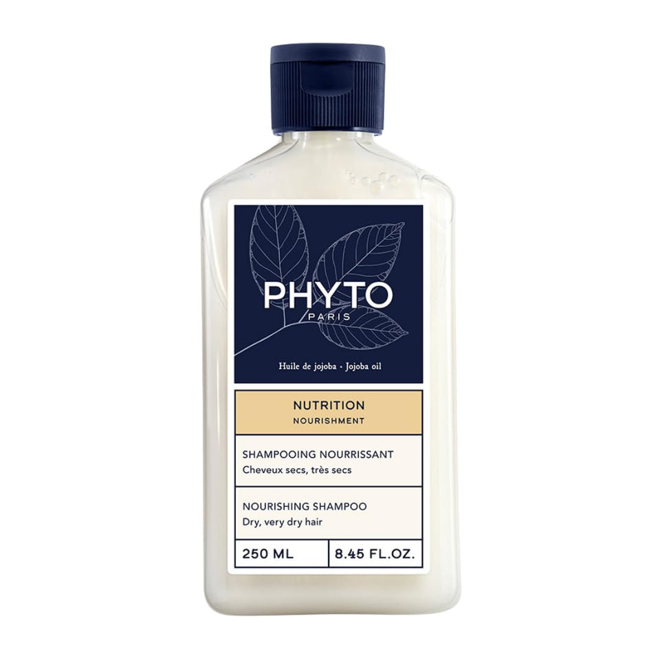 PHYTO bottle front view showing label and nourishing shampoo benefits