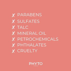 PHYTO on bathroom counter with tools, conveys salon-quality home styling benefit