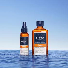 PHYTO Plage applied on hair at beach showing UV and water resistance