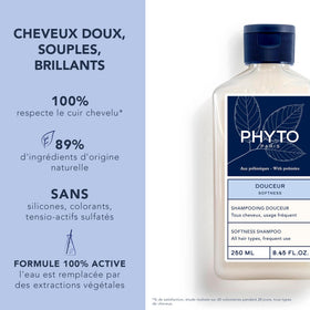 PHYTO shampoo pouring and foaming to demonstrate easy lather and mild cleanse
