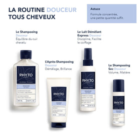 PHYTO shampoo texture and lather detail showing lightweight conditioning effect