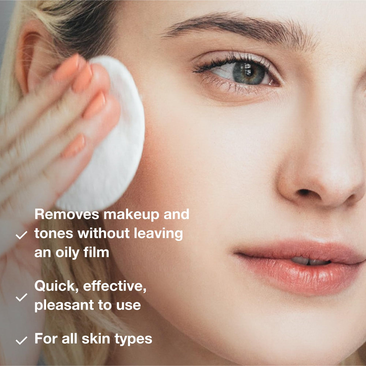 Phytomer lotion on cotton pad demonstrating gentle texture and easy removal benefit
