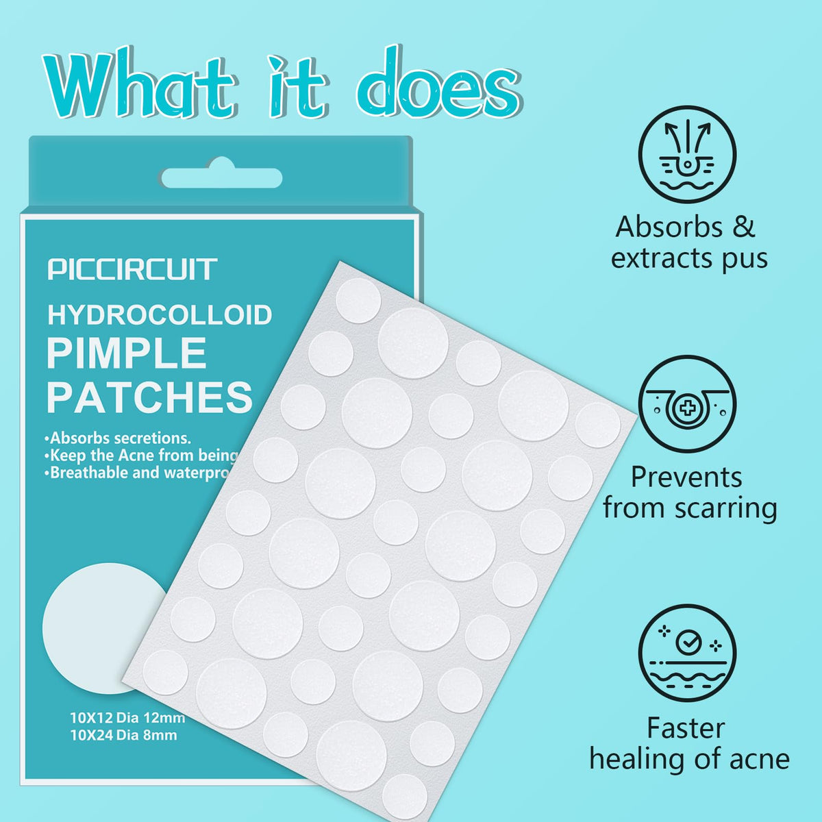 PICcircuit patch applied to cheek demonstrating protective coverage benefit
