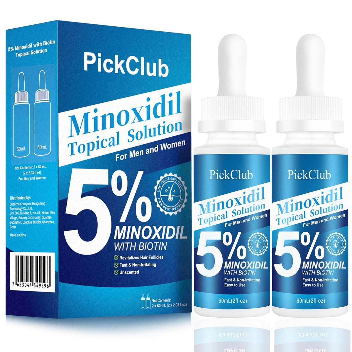 PickClub front packaging showing two 60ml bottles and brand label benefit