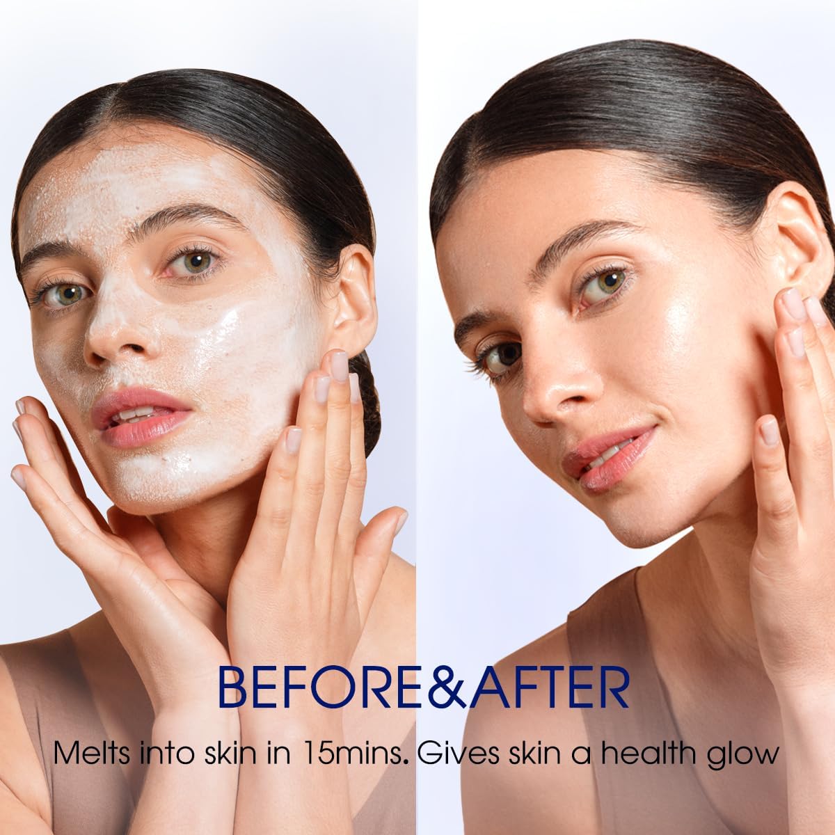 pier augé mask after absorption on skin showing dewy glass-skin benefit