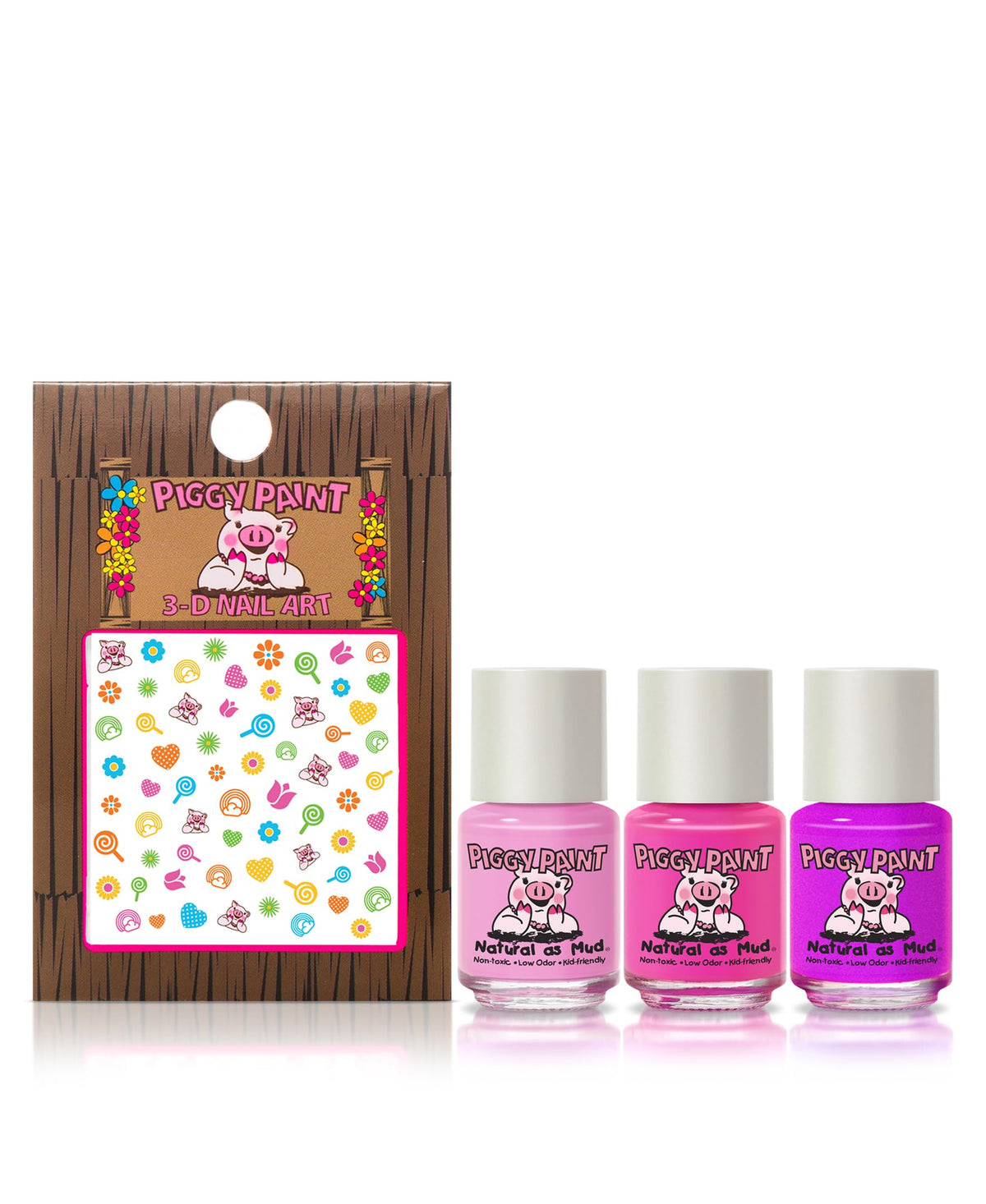 Piggy Paint bottle close-up and brush showing easy application benefit