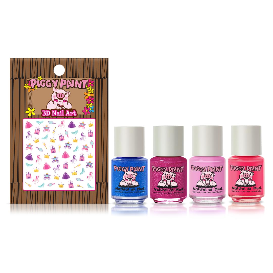 Piggy Paint bottle close-up with brush to show easy, kid-friendly application