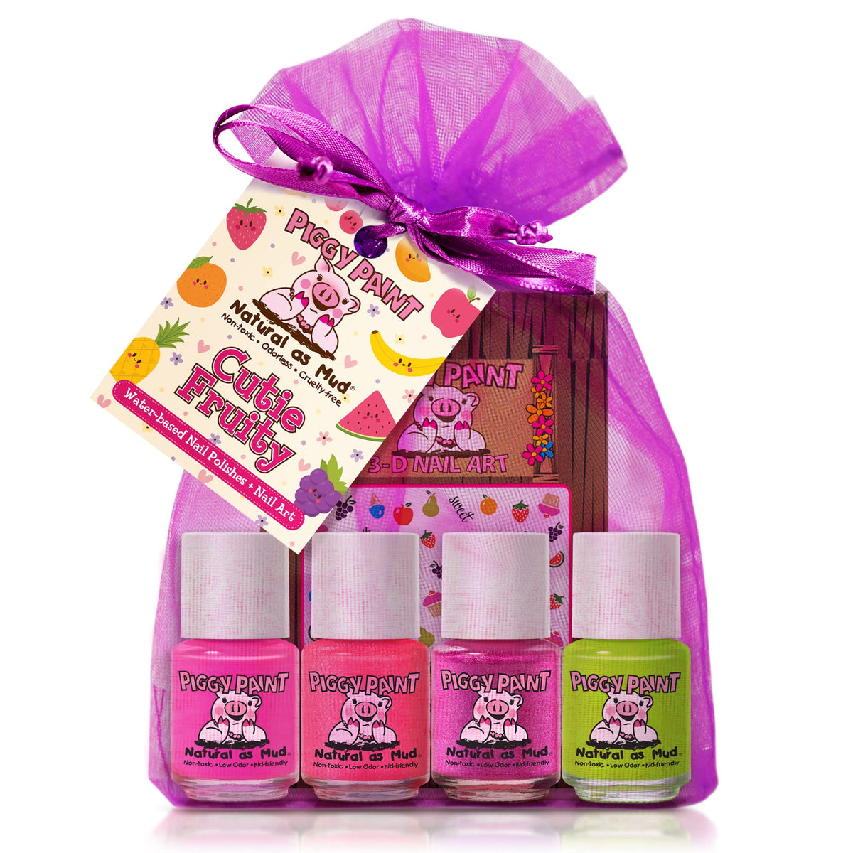 Piggy Paint front packaging showing Cutie Fruity set and safe benefits