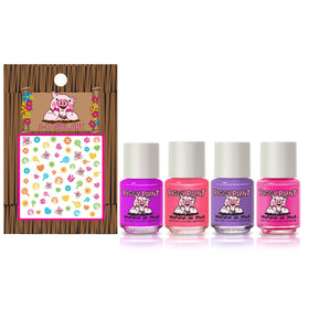 Piggy Paint four mini bottles lineup demonstrating variety and portability