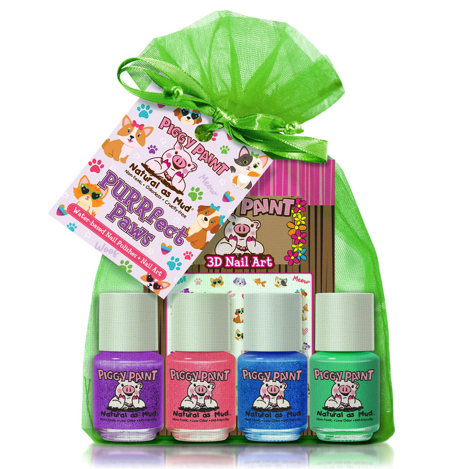 Piggy Paint front packaging showing PURRfect Paws set and safe benefits