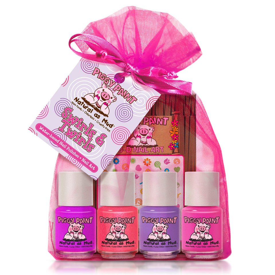 Piggy Paint front packaging showing safe kids polish set benefits