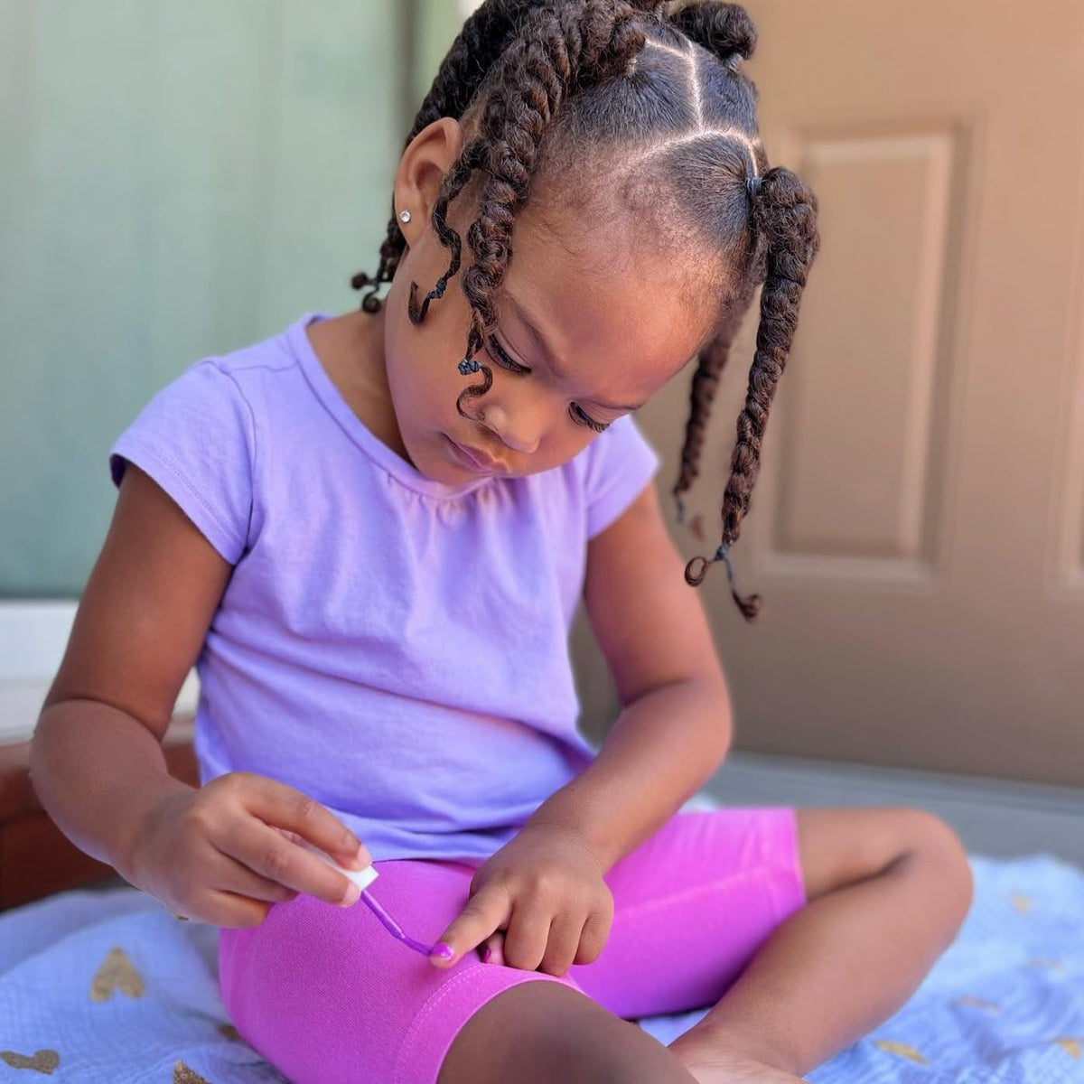 Piggy Paint glossy nails after blow-dry showing durable, chip-resistant finish