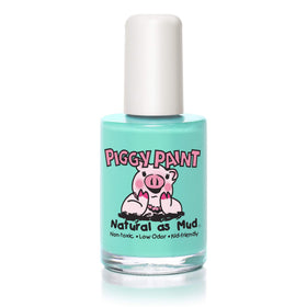 Piggy Paint front bottle showing seafoam green shade and safe formula benefits