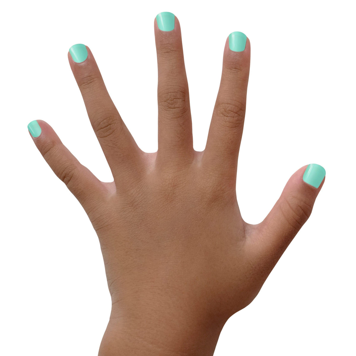 Piggy Paint nail swatch tips showing vibrant seafoam color and even coverage