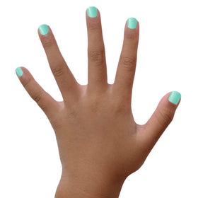 Piggy Paint nail swatch tips showing vibrant seafoam color and even coverage