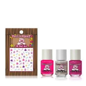 Piggy Paint three mini bottles lined up demonstrating color variety and portability