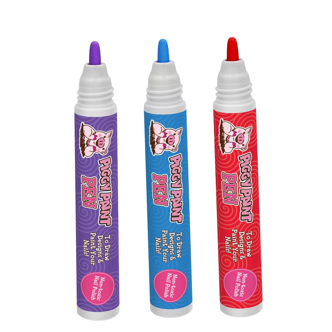 Piggy Paint front packaging showing three pens and colorful branding, safe fun