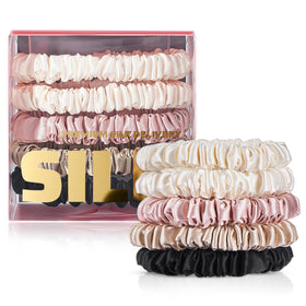 PILAVA 5 pack front packaging showing elegant silk hair ties and variety