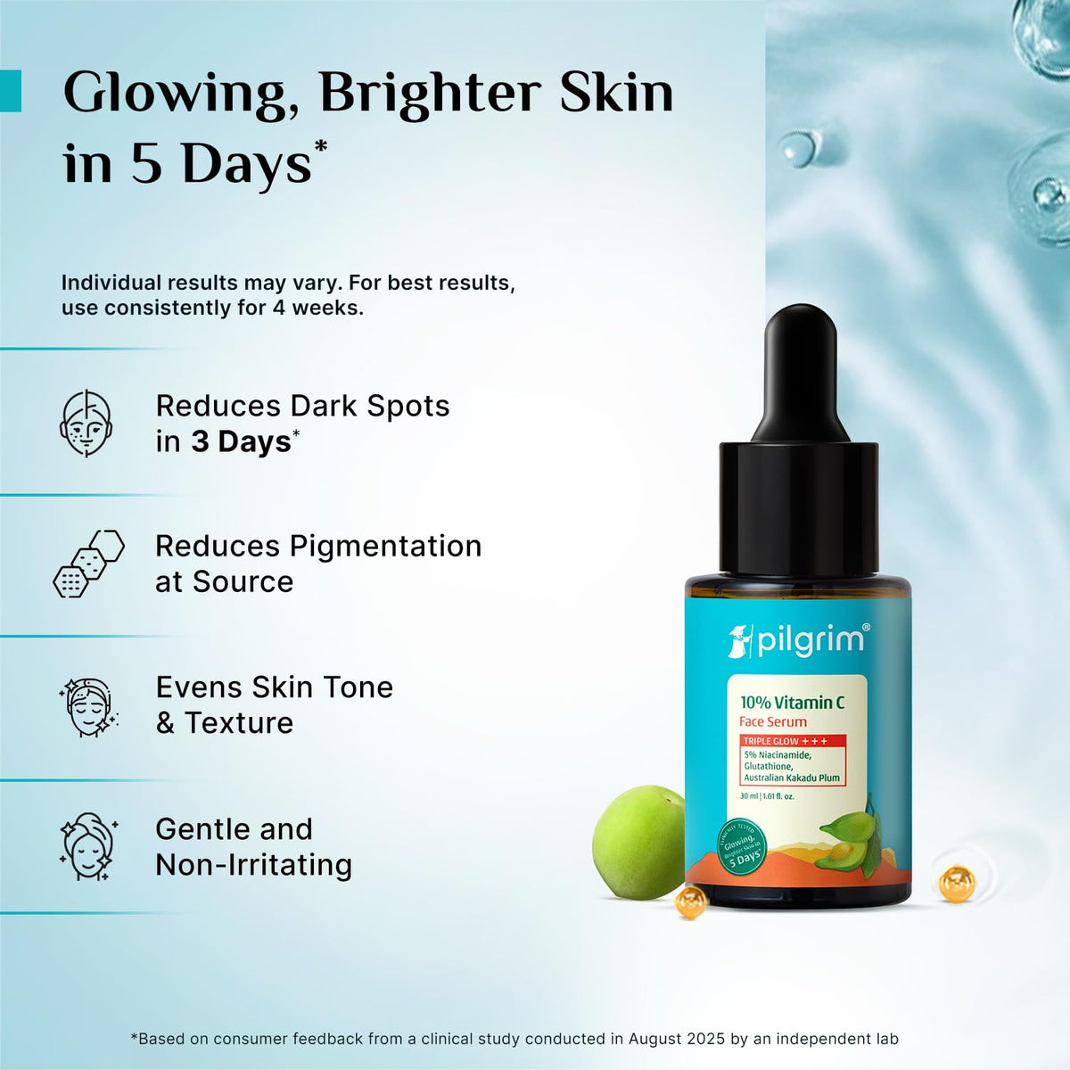 Pilgrim serum texture on skin close-up demonstrating lightweight hydration