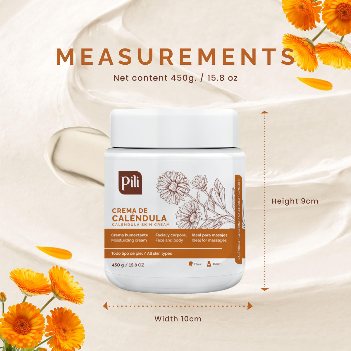 Pili Natural 15 oz jar next to a hand to show real size