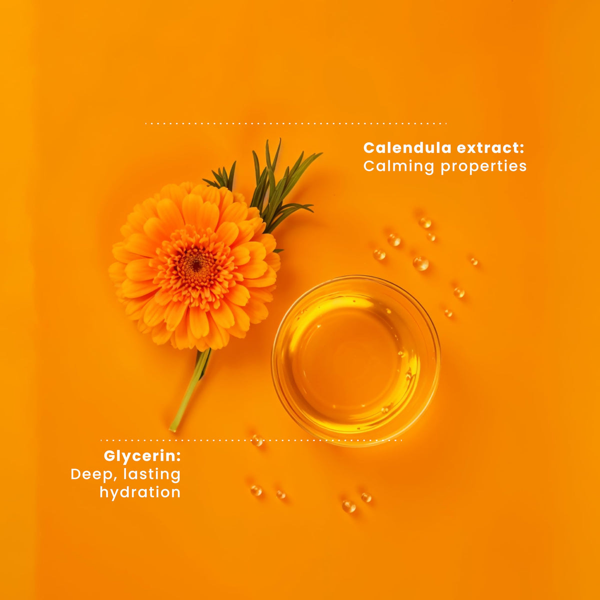 Pili Natural label close-up listing calendula and ingredient highlights
