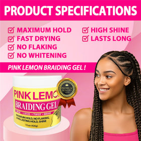 PINK LEMON on braids in use demonstrating long-lasting hold and neat plaits