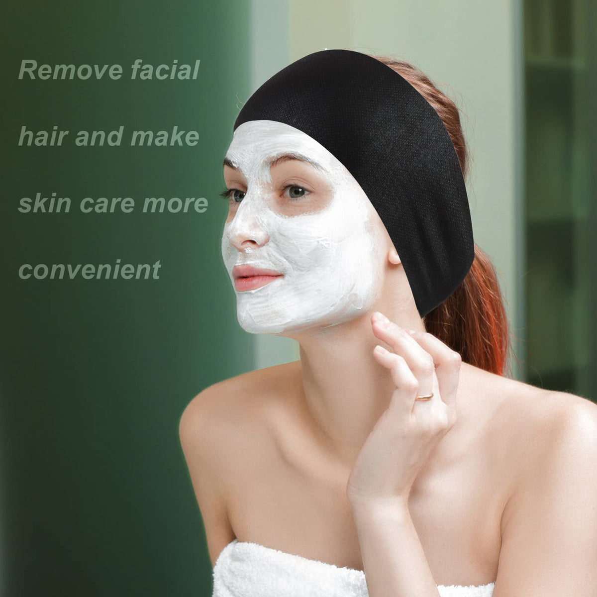PINKXHY headband worn during facial keeping hair away and protecting skin