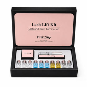 PINKZIO kit front view showing complete lash lift set and professional components
