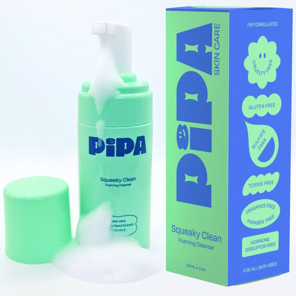 Pipa foaming cleanser front packaging showing safe kid-friendly design and benefits
